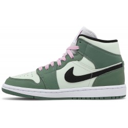 Wmns Air Jordan 1 Mid SE 'Dutch Green' Dutch Green/Black/Barely Green/Arctic PinkCZ0774 300 AJ 1 Sneakers