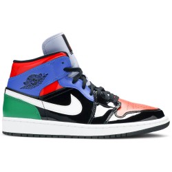 Wmns Air Jordan 1 Mid SE 'Multi Patent' Black/Blue CV5276 001 AJ 1 Sneakers