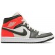 Wmns Air Jordan 1 Mid SE Newsprint Light Orewood Brown/Bright Crimson DQ6078 100 AJ 1 Sneakers