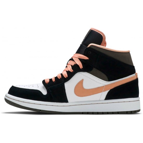 Wmns Air Jordan 1 Mid SE Peach Mocha White/Apricot/Agate/Black DH0210 100 AJ 1 Sneakers