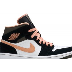 Wmns Air Jordan 1 Mid SE 'Peach Mocha' White/Apricot/Agate/Black DH0210 100 AJ 1 Sneakers