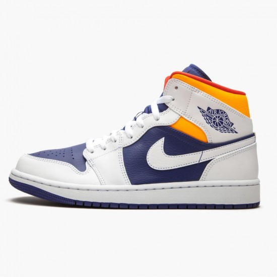 Wmns/Men Air Jordan 1 Mid Royal Blue Laser Orange 554724-131 AJ1 Shoes