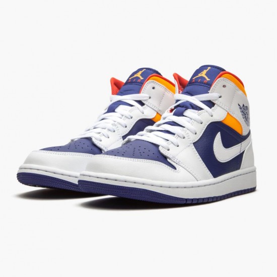 Wmns/Men Air Jordan 1 Mid Royal Blue Laser Orange 554724-131 AJ1 Shoes