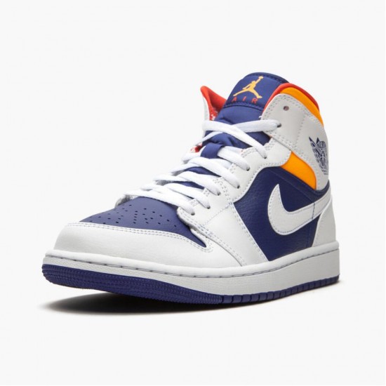 Wmns/Men Air Jordan 1 Mid Royal Blue Laser Orange 554724-131 AJ1 Shoes