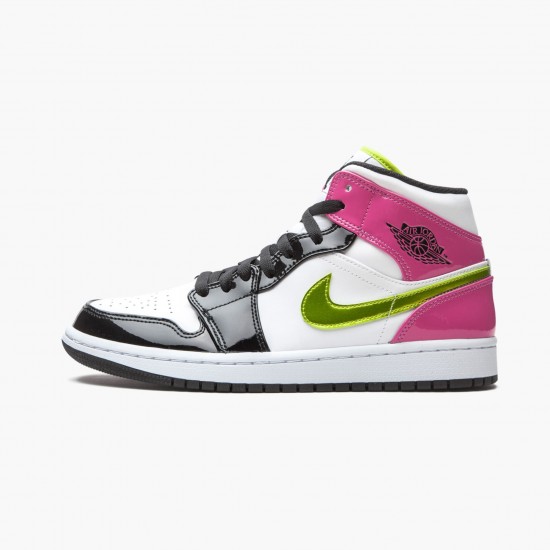 Men Air Jordan 1 Mid White Black Cyber Pink CZ9834-100 AJ1 Shoes