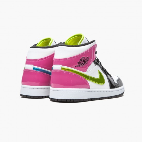 Men Air Jordan 1 Mid White Black Cyber Pink CZ9834-100 AJ1 Shoes