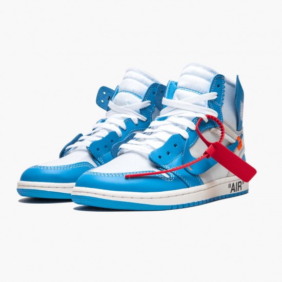 Wmns/Men Air Jordan 1 Retro High Off-White University Blue AQ0818-148 AJ1 Shoes