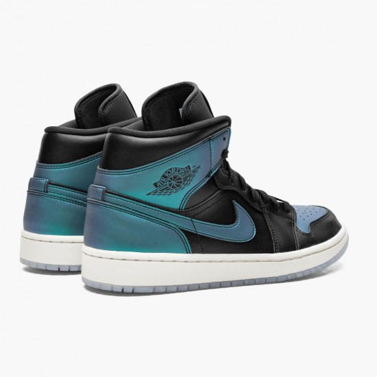 Wmns/Men Air Jordan 1 Mid Iridescent Black BQ6472-009 AJ1 Shoes