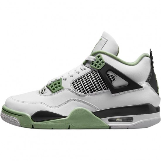 Men Air Jordan 4 Retro White Oil Green Dark Ash AQ9129-103 AJ4 Shoes