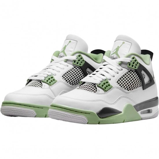 Men Air Jordan 4 Retro White Oil Green Dark Ash AQ9129-103 AJ4 Shoes