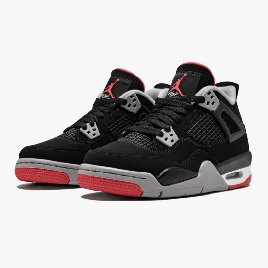 Men Air Jordan 4 Retro Bred 2019 Release 308497-060 AJ4 Shoes