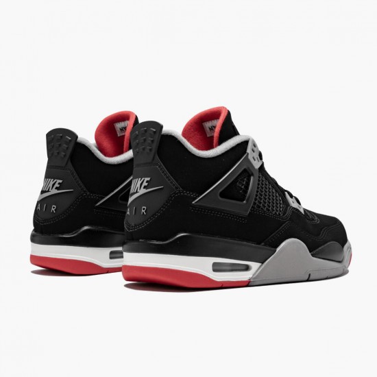 Men Air Jordan 4 Retro Bred 2019 Release 308497-060 AJ4 Shoes