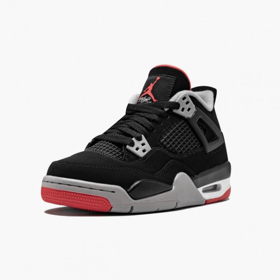 Men Air Jordan 4 Retro Bred 2019 Release 308497-060 AJ4 Shoes