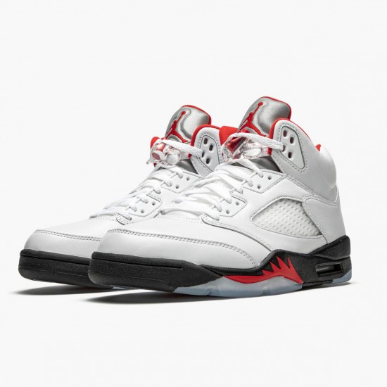 Men Air Jordan 5 Retro Fire Red Silver Tongue DA1911-102 AJ5 Shoes