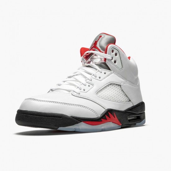 Men Air Jordan 5 Retro Fire Red Silver Tongue DA1911-102 AJ5 Shoes