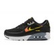 Men Nike Air Max 90 Black Yellow and Orange Running Shoes