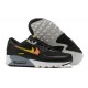 Men Nike Air Max 90 Black Yellow and Orange Running Shoes