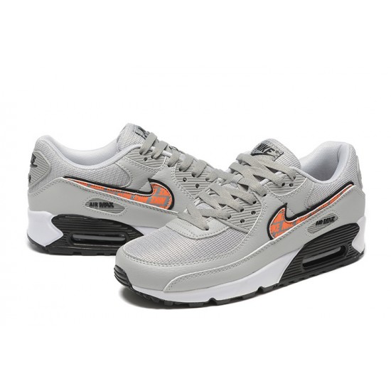 Men Nike Air Max 90 Grey Orange Running Shoes