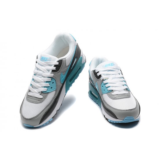 Men Nike Air Max 90 White Grey and Blue Running Shoes