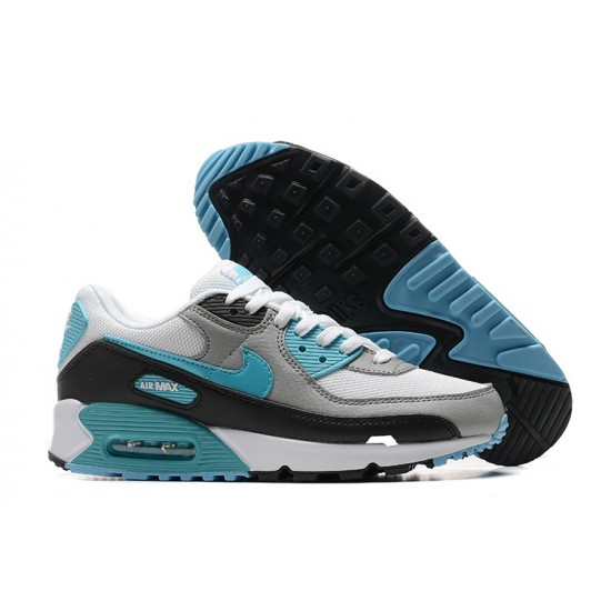 Men Nike Air Max 90 White Grey and Blue Running Shoes