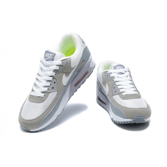 Men Nike Air Max 90 White Grey and Green Running Shoes