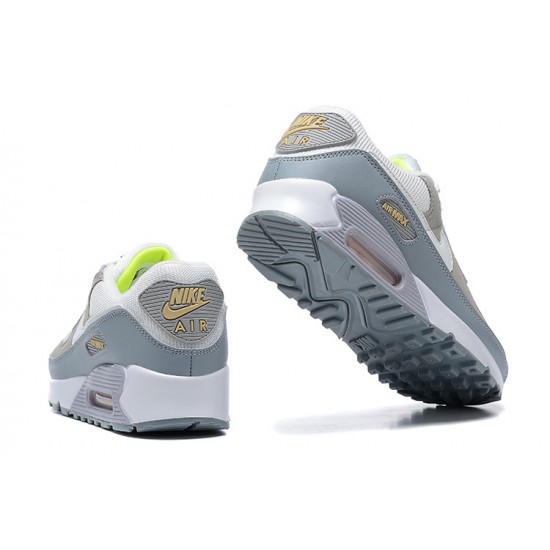 Men Nike Air Max 90 White Grey and Green Running Shoes