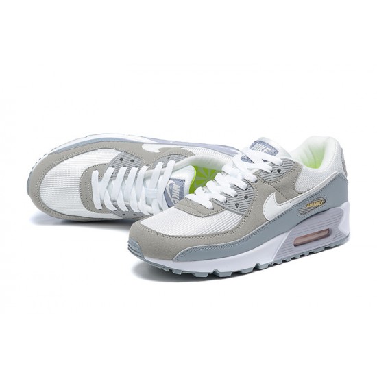 Men Nike Air Max 90 White Grey and Green Running Shoes