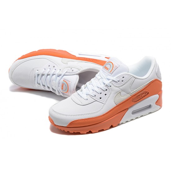 Men Nike Air Max 90 White Orange DM0958-100 Running Shoes