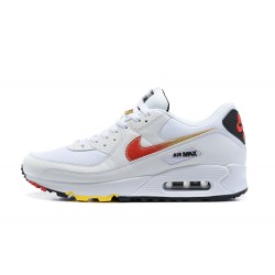 Men Nike Air Max 90 White and Red Running Shoes