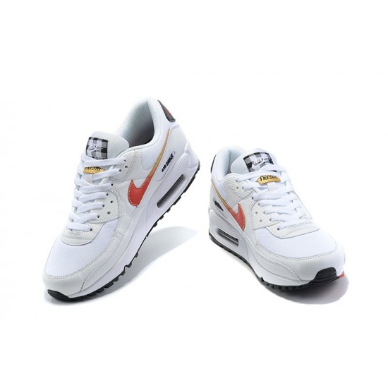 Men Nike Air Max 90 White and Red Running Shoes