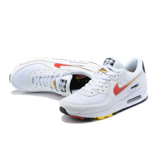 Men Nike Air Max 90 White and Red Running Shoes