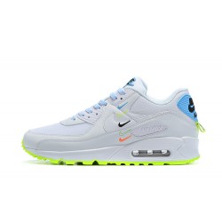 Men Nike Air Max 90 SE Worldwide White Blue CK7069-100 Running Shoes