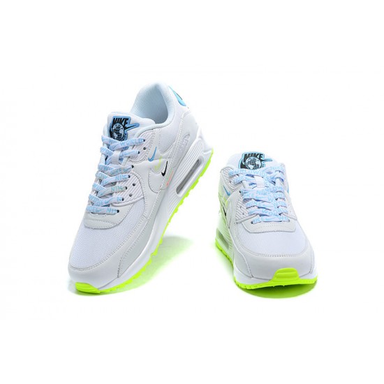 Men Nike Air Max 90 SE Worldwide White Blue CK7069-100 Running Shoes