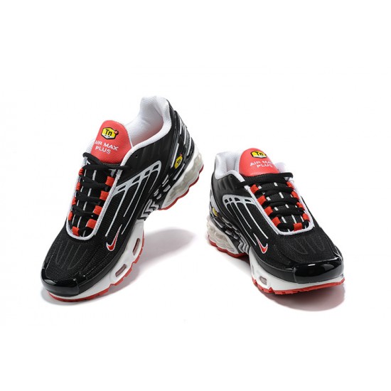 Men Nike Air Max Plus 3 Black White and Red CJ0601-001 Running Shoes