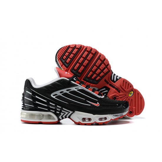 Men Nike Air Max Plus 3 Black White and Red CJ0601-001 Running Shoes