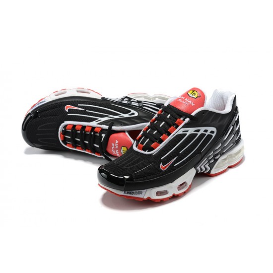 Men Nike Air Max Plus 3 Black White and Red CJ0601-001 Running Shoes