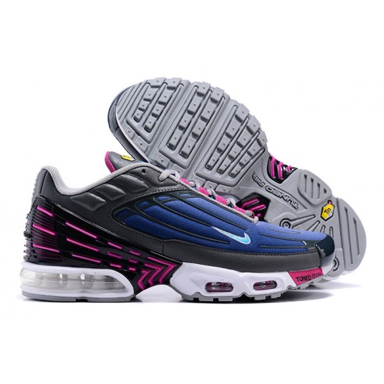 Men Nike Air Max Plus 3 Grey Blue and Purple Running Shoes