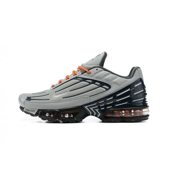 Men Nike Air Max Plus 3 Grey Orange and Black DM2560-001 Running Shoes