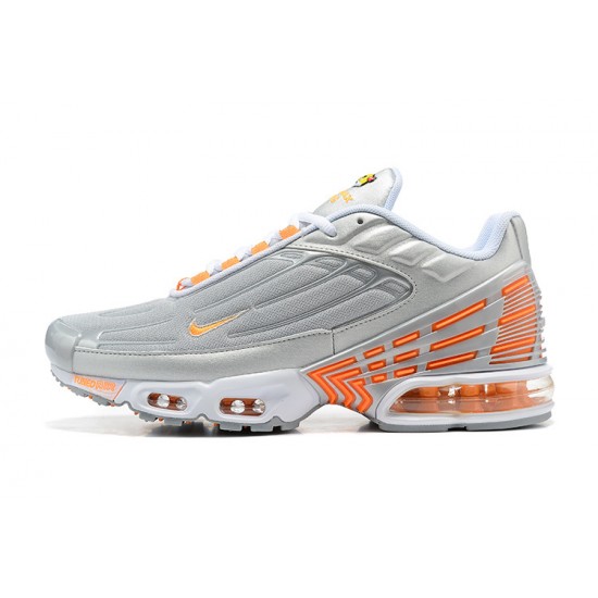 Men Nike Air Max Plus 3 Grey Orange and Silver Running Shoes