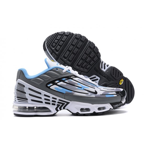 Men Nike Air Max Plus 3 White Blue and Grey Running Shoes