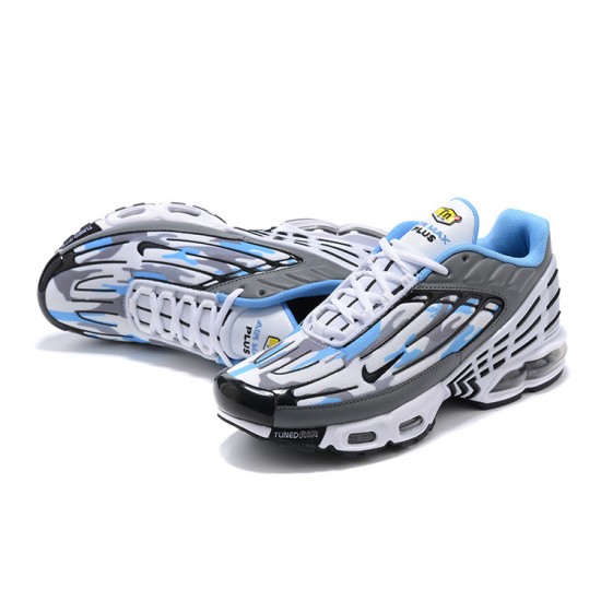 Men Nike Air Max Plus 3 White Blue and Grey Running Shoes