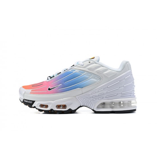 Men Nike Air Max Plus 3 White Blue and Pink Running Shoes