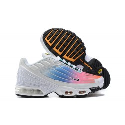 Men Nike Air Max Plus 3 White Blue and Pink Running Shoes