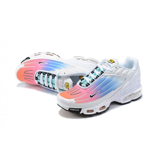 Men Nike Air Max Plus 3 White Blue and Pink Running Shoes