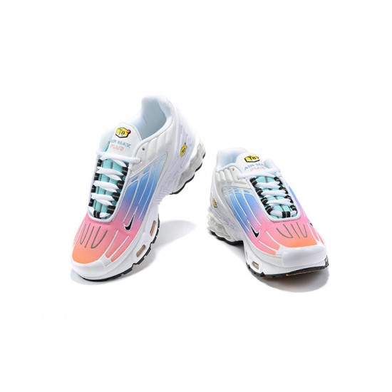 Men Nike Air Max Plus 3 White Blue and Pink Running Shoes