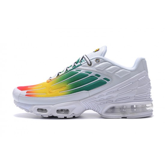 Men Nike Air Max Plus 3 White Green and Yellow Running Shoes