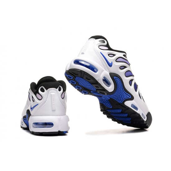 Men Nike Air Max Plus Drift White Blue and Black Running Shoes