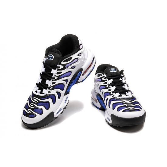 Men Nike Air Max Plus Drift White Blue and Black Running Shoes