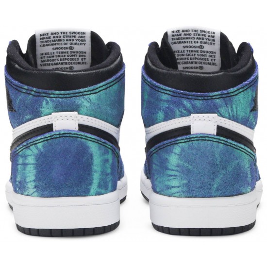 Air Jordan 1 Retro High OG PS Tie-Dye White/Black/Aurora Green CU0449 100 AJ 1 Sneakers