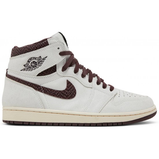 A Ma Maniére x Air Jordan 1 High OG Airness Sail/Burgundy CrushDO7097 100 AJ 1 Sneakers